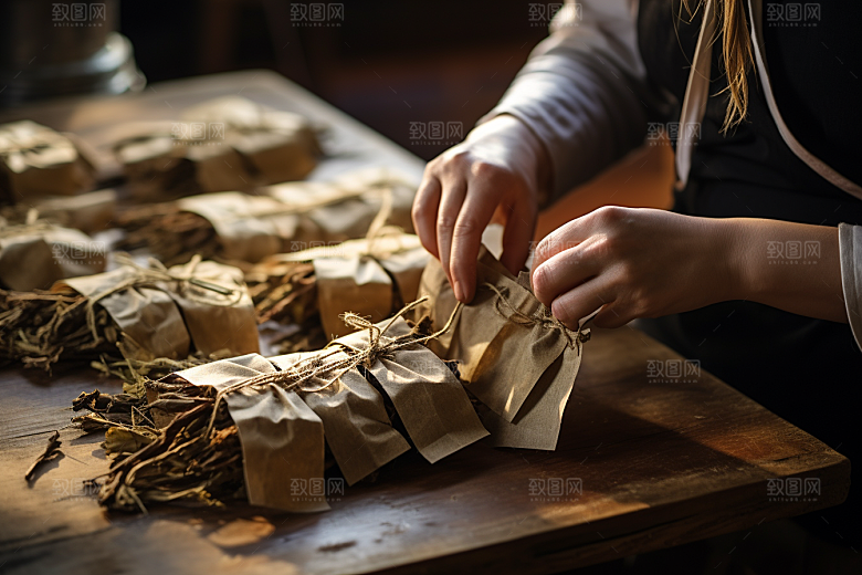 中医配药特写药房摄影图