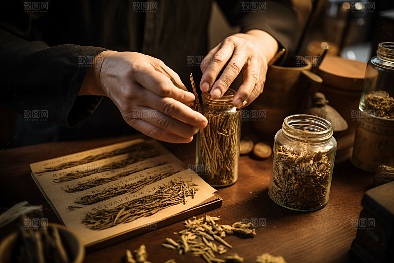 中医配药中国传统医学摄影图