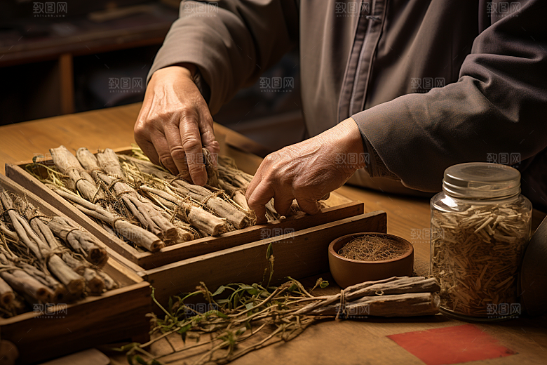 中医配药医学中草药摄影图