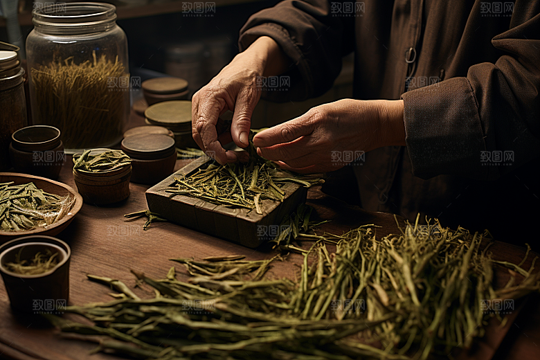 中医配药中草药药房摄影图