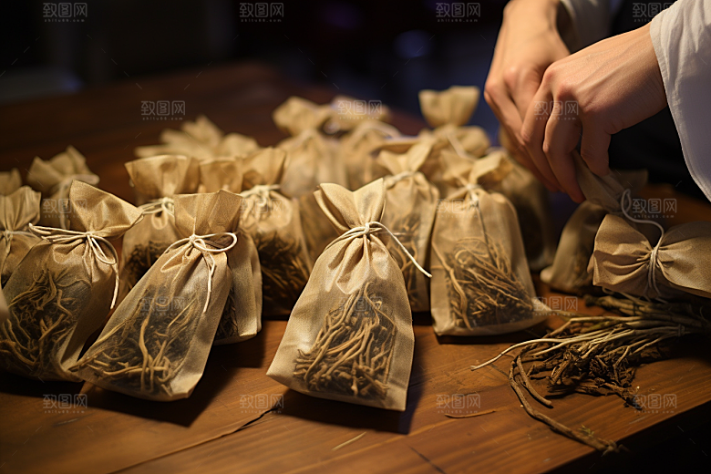 中医配药中国传统抓药摄影图