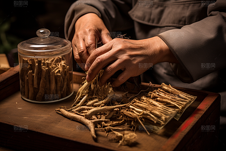 中医配药拿药药房摄影图
