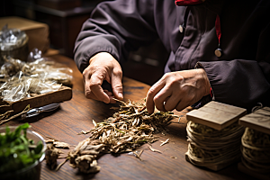 中医配药中草药中国传统摄影图