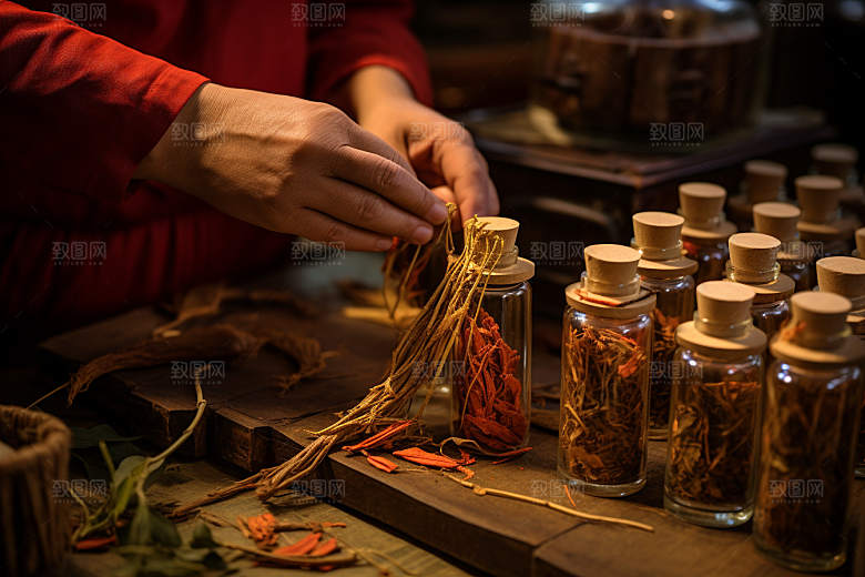 中医配药高清医学摄影图