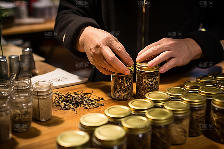 中医配药高清医学摄影图