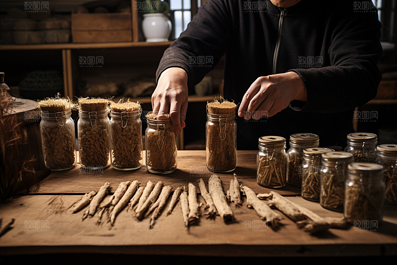 中医配药医学中草药摄影图