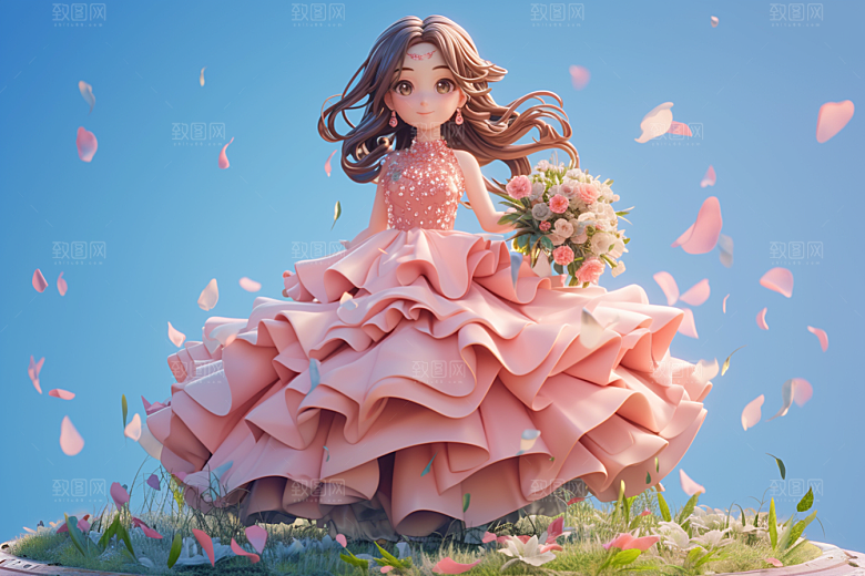 手捧鲜花的少女花朵青春素材