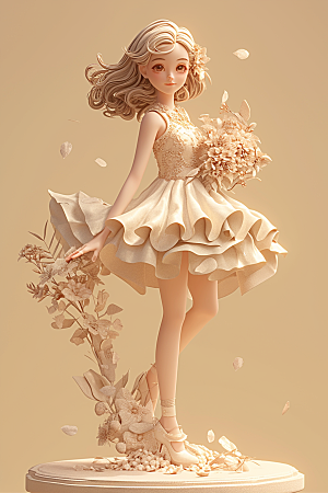 手捧鲜花的少女自然花朵素材