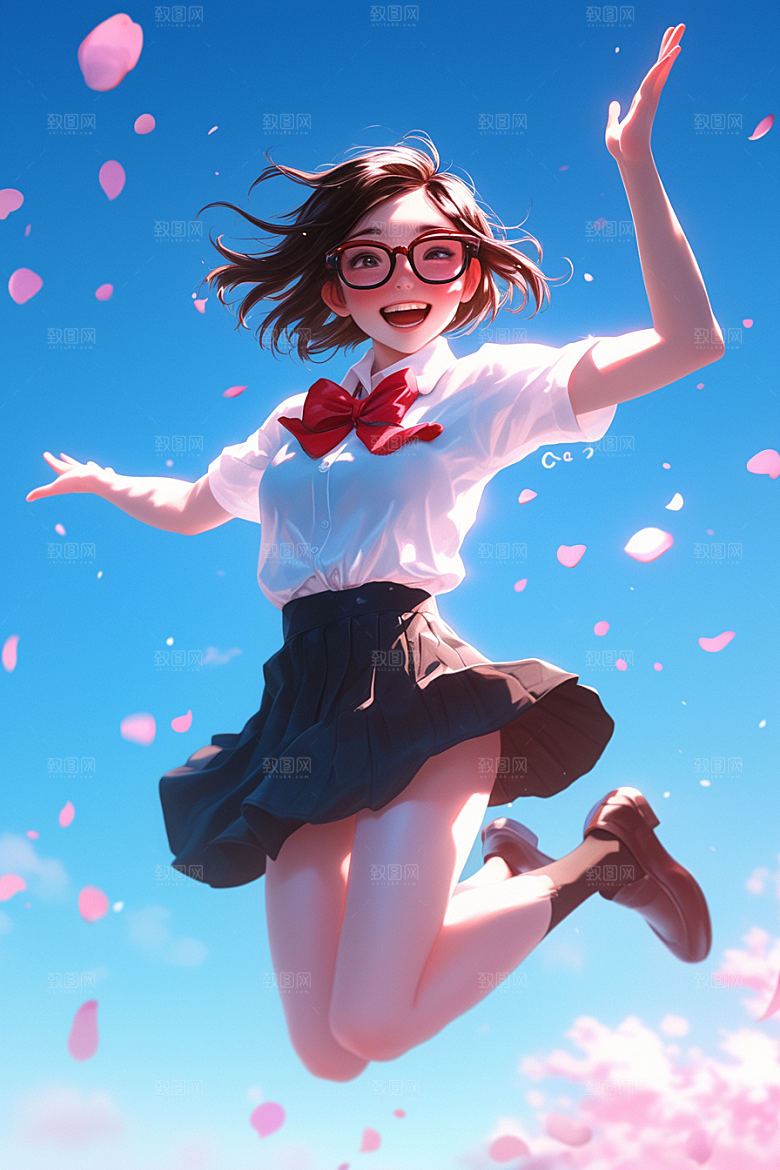 手捧鲜花的少女清新青春素材