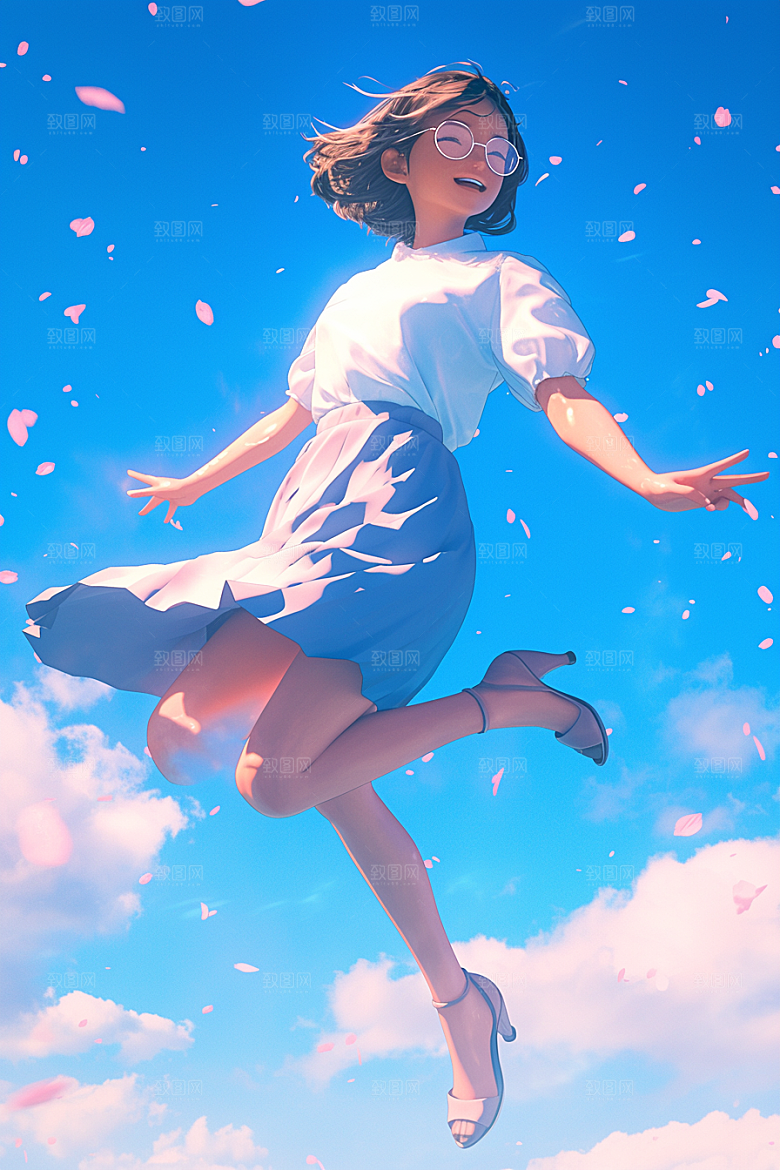 手捧鲜花的少女自然人物素材