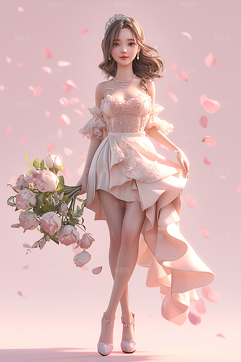 手捧鲜花的少女花朵青春素材