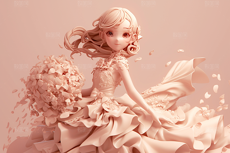 手捧鲜花的少女青春春天素材