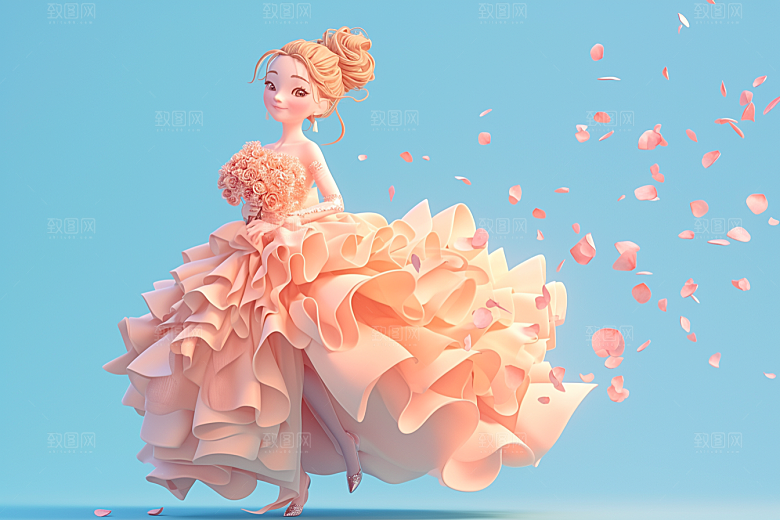 手捧鲜花的少女自然唯美素材