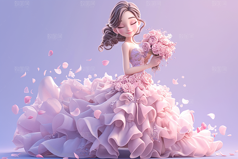 手捧鲜花的少女花朵青春素材