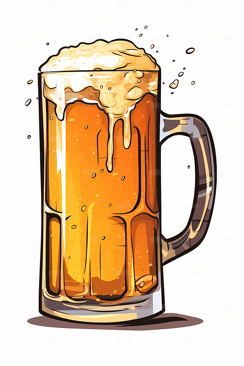 啤酒扎啤酒饮插画