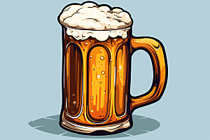 啤酒美味手绘插画
