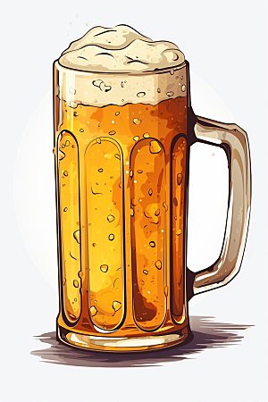 啤酒酒饮手绘插画