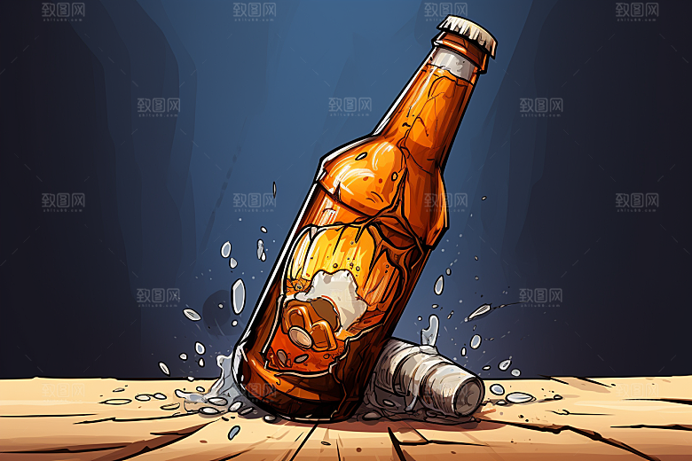 啤酒扎啤手绘插画