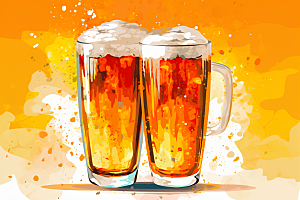 啤酒酒饮饮品插画
