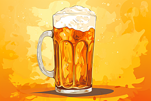 啤酒饮品手绘插画