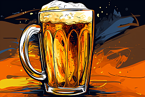 啤酒高清手绘插画