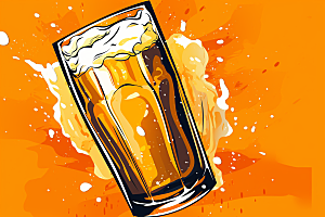 啤酒饮品手绘插画