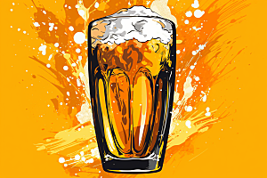 啤酒黑啤饮品插画