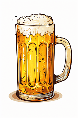 啤酒手绘饮品插画