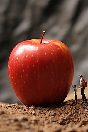 苹果红富士3D微距小人