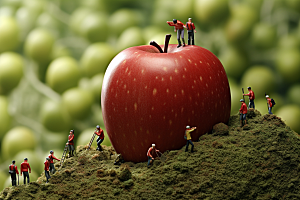 苹果收获种植微距小人