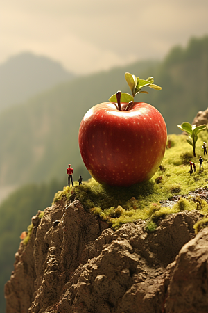苹果种植生产微距小人
