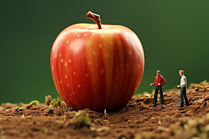 苹果采摘生产微距小人