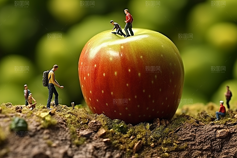 苹果3D立体微距小人