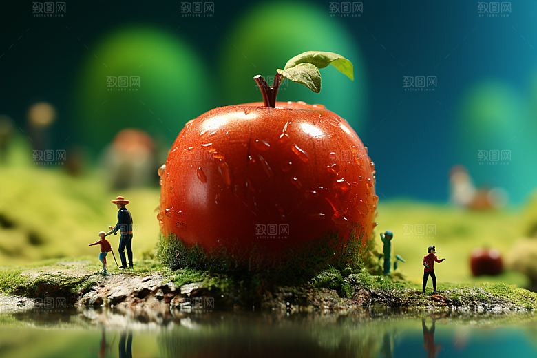 苹果种植生产微距小人
