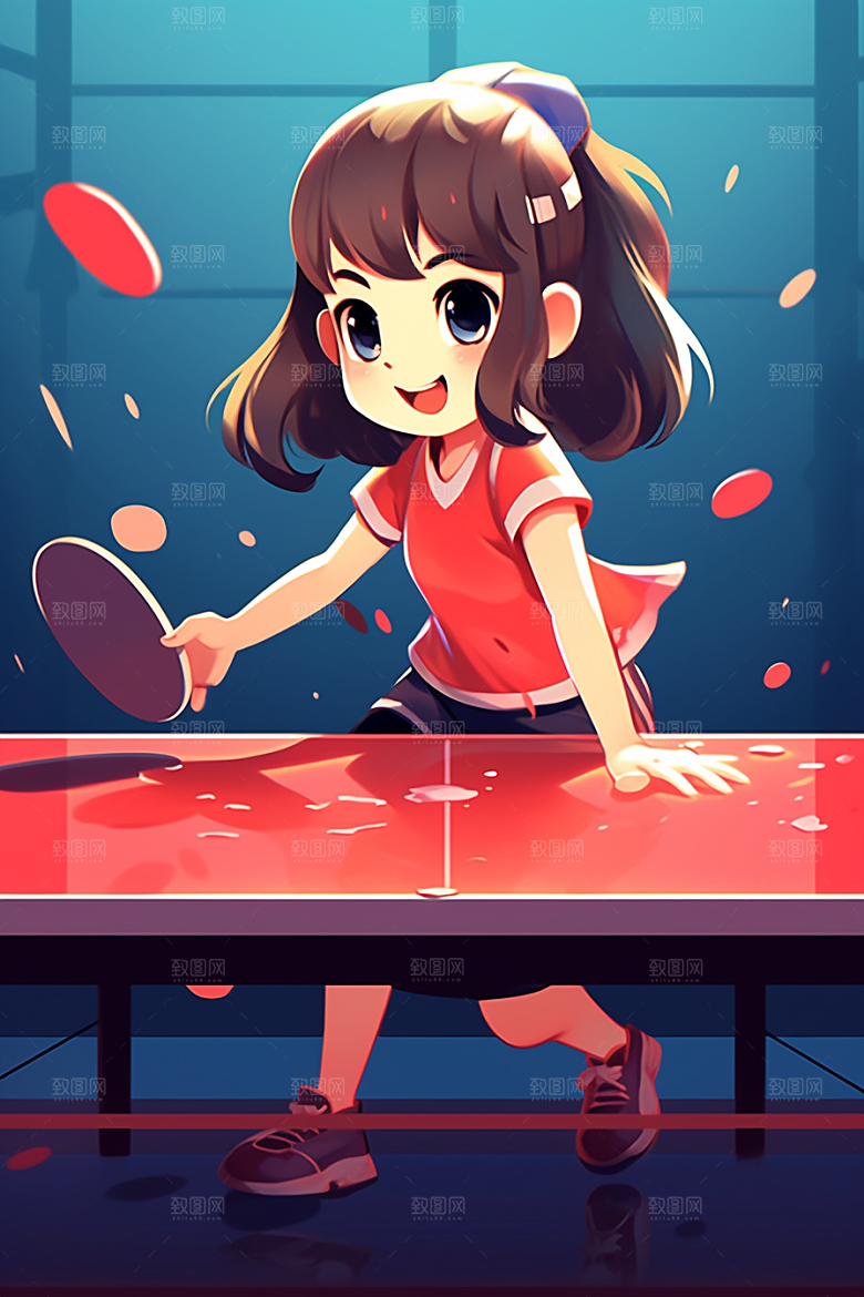 乒乓少年3D打乒乓球素材