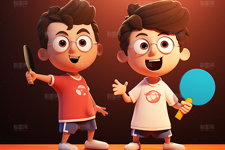 乒乓少年运动员卡通素材