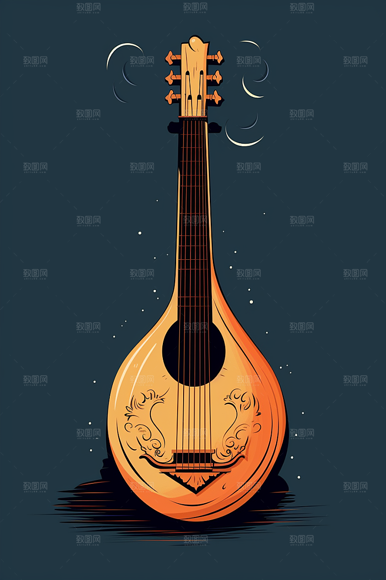 琵琶国潮音乐插画