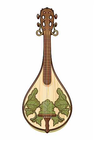 琵琶传统乐器中国风插画