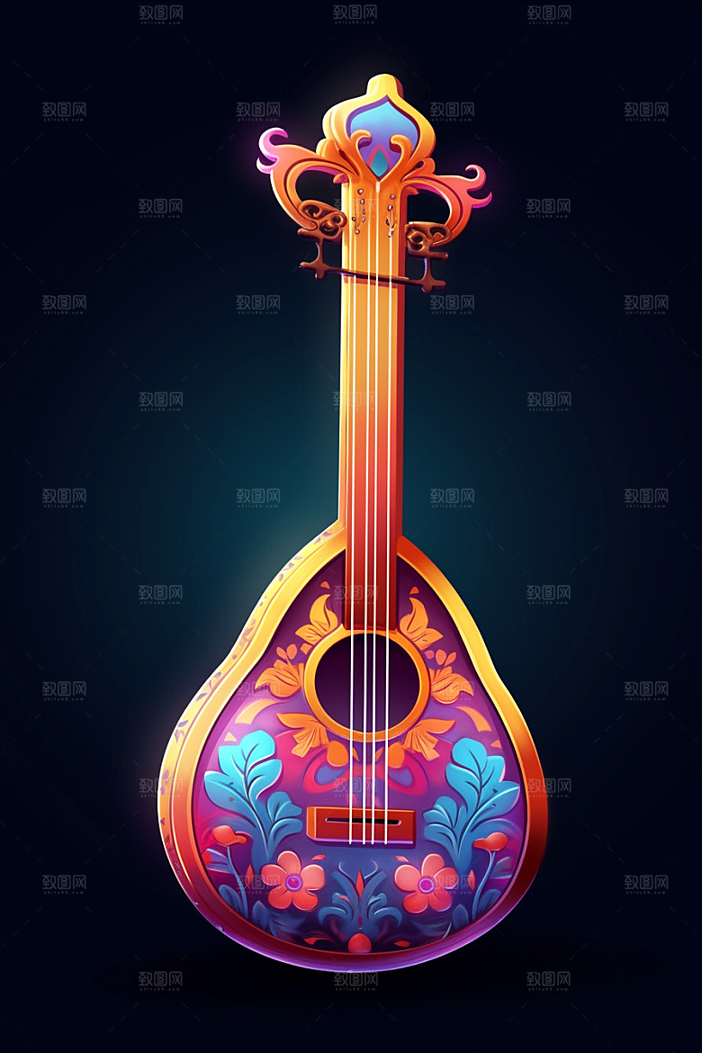 琵琶音乐精致插画