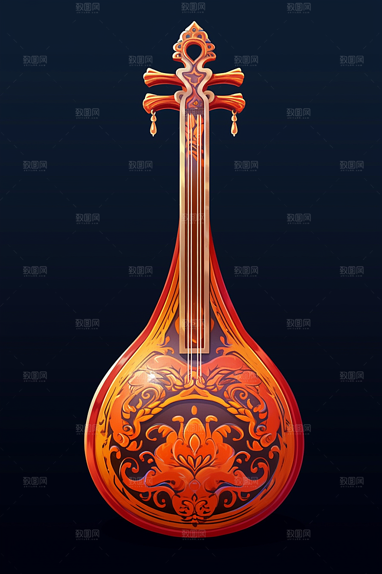 琵琶中国风精致插画