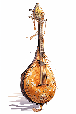 琵琶传统乐器古风插画