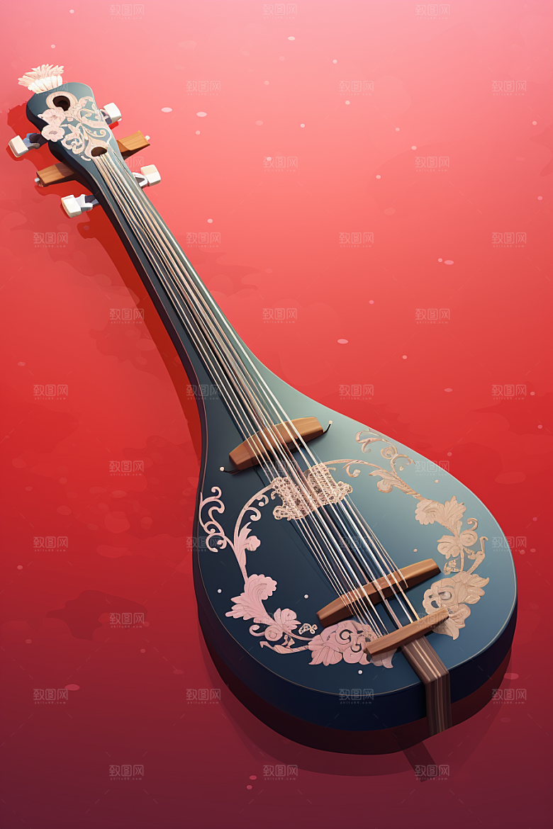 琵琶音乐手绘插画