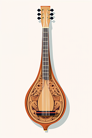 琵琶传统乐器手绘插画