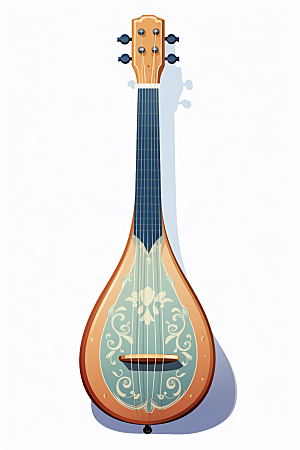 琵琶民乐传统乐器插画