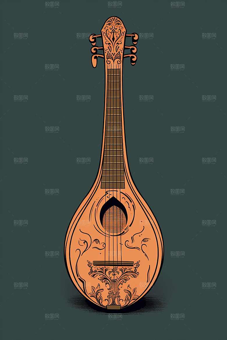 琵琶古风国潮插画