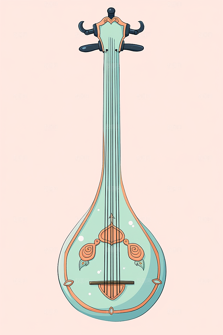 琵琶手绘精致插画