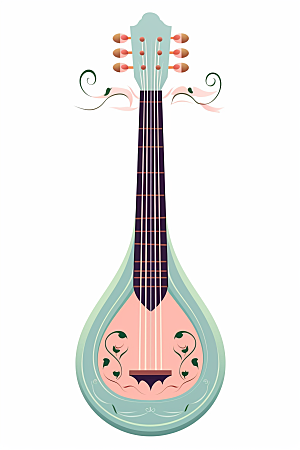 琵琶传统乐器国潮插画