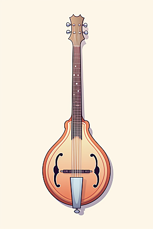 琵琶传统乐器古风插画