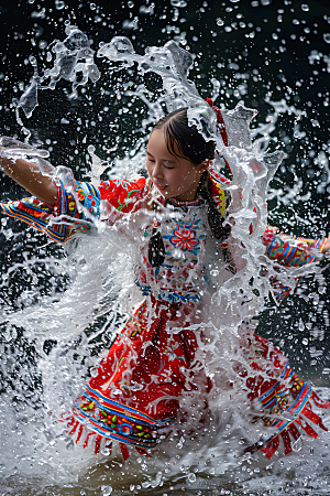 泼水节活动傣族摄影图