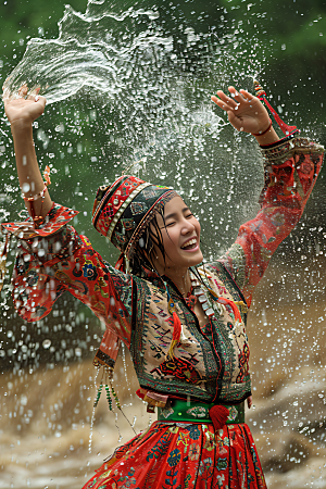 泼水节傣族节日摄影图